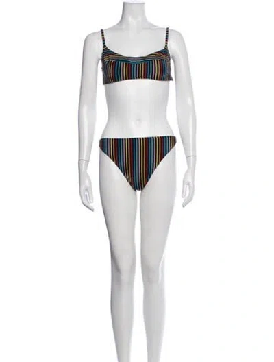 Pre-owned Solid & Striped Striped Bikini W/ Tags In Neutrals