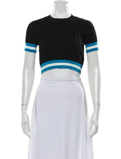 Pre-owned Solid & Striped Striped Crew Neck Crop Top In Black/white