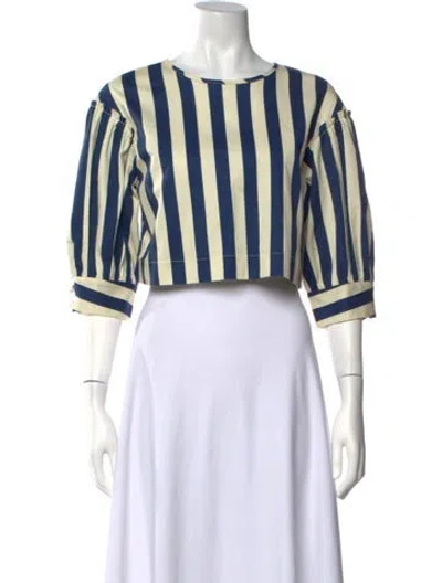 Pre-owned Solid & Striped Striped Crew Neck Crop Top In Neutrals