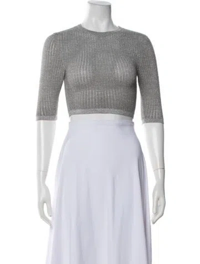 Pre-owned Solid & Striped Striped Crew Neck Crop Top W/ Tags In Grey