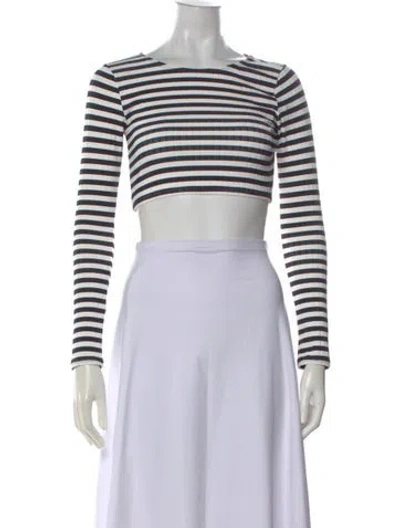 Pre-owned Solid & Striped Striped Crew Neck Crop Top In White