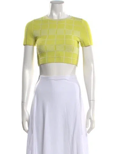 Pre-owned Solid & Striped Striped Crew Neck Crop Top In Yellow