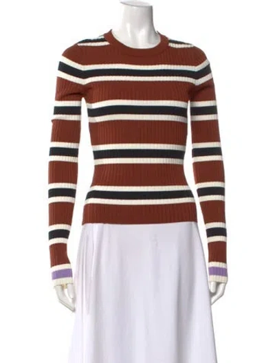 Pre-owned Solid & Striped Striped Crew Neck Top In Brown