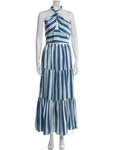 Pre-owned Solid & Striped Striped Cutout Accent Skirt Set In Blue