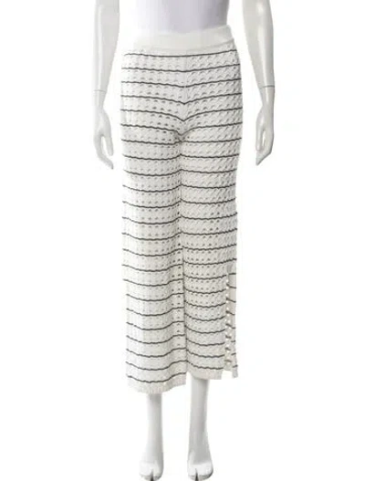 Pre-owned Solid & Striped Striped Cutout Accent Sweatpants In White