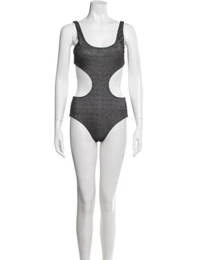 Pre-owned Solid & Striped Striped Glitter Accents One-piece W/ Tags In Silver