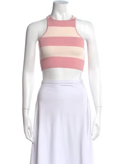 Pre-owned Solid & Striped Striped Halterneck Crop Top In Orange