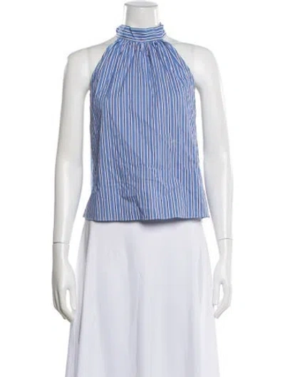 Pre-owned Solid & Striped Striped Halterneck Top In Blue/white