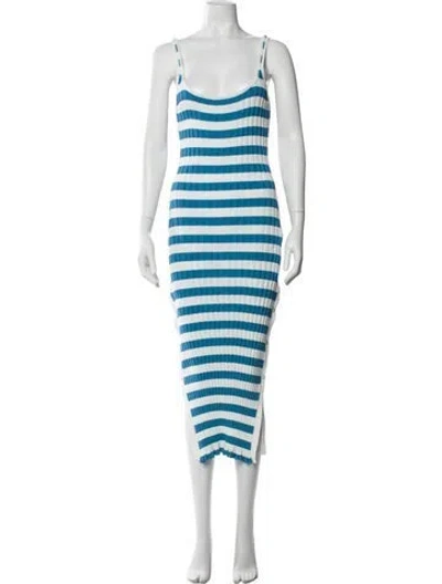 Pre-owned Solid & Striped Striped Long Dress In Blue/white