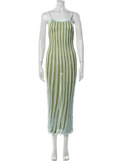Pre-owned Solid & Striped Striped Long Dress In Green