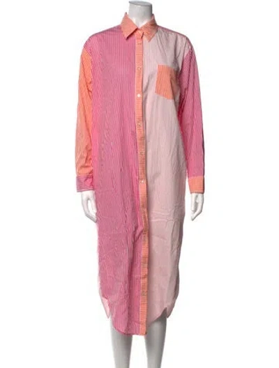 Pre-owned Solid & Striped Striped Long Dress In Orange/red