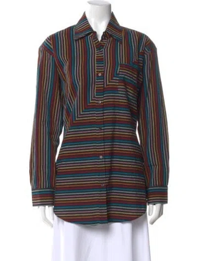 Pre-owned Solid & Striped Striped Long Sleeve Button-up Top In Black