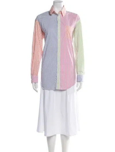 Pre-owned Solid & Striped Striped Long Sleeve Button-up Top In Blue