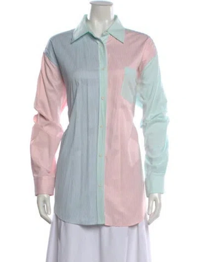 Pre-owned Solid & Striped Striped Long Sleeve Button-up Top In Blue