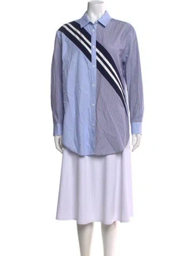 Pre-owned Solid & Striped Striped Long Sleeve Button-up Top In Blue