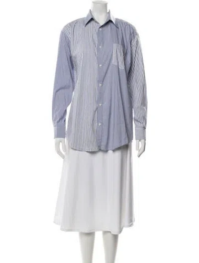 Pre-owned Solid & Striped Striped Long Sleeve Button-up Top In Blue