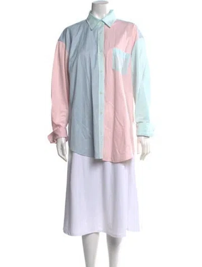 Pre-owned Solid & Striped Striped Long Sleeve Button-up Top In Blue