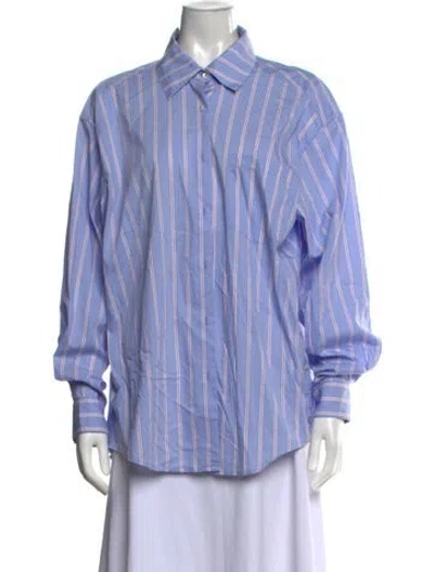Pre-owned Solid & Striped Striped Long Sleeve Button-up Top In Blue