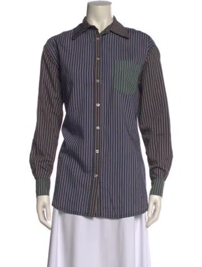 Pre-owned Solid & Striped Striped Long Sleeve Button-up Top In Multi