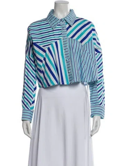 Pre-owned Solid & Striped Striped Long Sleeve Button-up Top In Multi