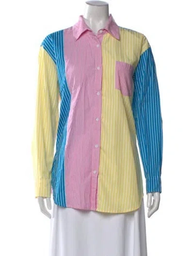 Pre-owned Solid & Striped Striped Long Sleeve Button-up Top In Multi