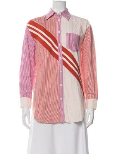 Pre-owned Solid & Striped Striped Long Sleeve Button-up Top In Multi