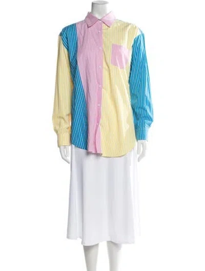 Pre-owned Solid & Striped Striped Long Sleeve Button-up Top In Multi