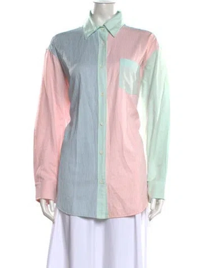 Pre-owned Solid & Striped Striped Long Sleeve Button-up Top In Multicolor