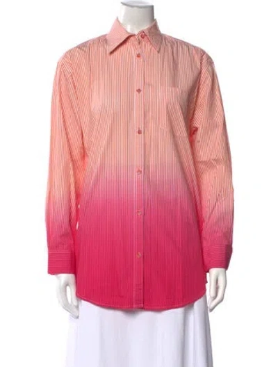 Pre-owned Solid & Striped Striped Long Sleeve Button-up Top In Orange