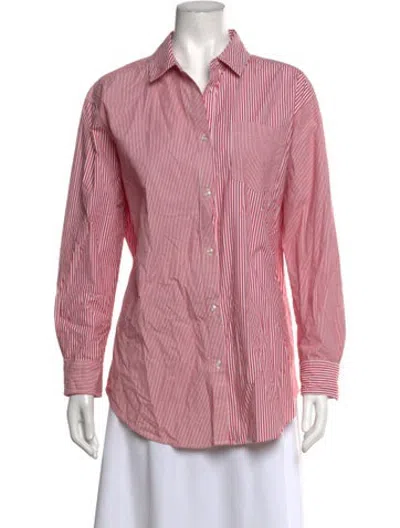 Pre-owned Solid & Striped Striped Long Sleeve Button-up Top In Red