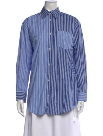 Pre-owned Solid & Striped Striped Long Sleeve Button-up Top W/ Tags In Multi