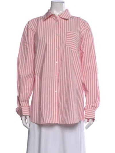 Pre-owned Solid & Striped Striped Long Sleeve Button-up Top W/ Tags In Orange