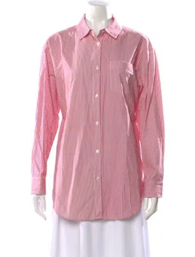 Pre-owned Solid & Striped Striped Long Sleeve Button-up Top W/ Tags In Red