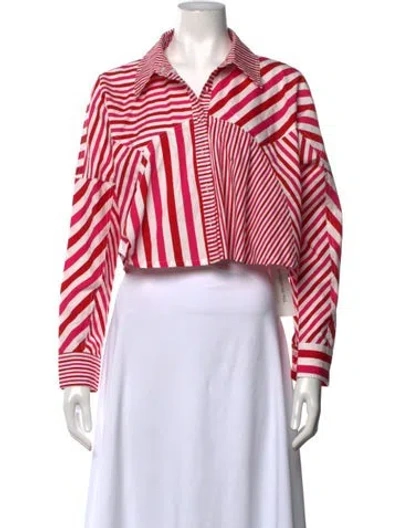 Pre-owned Solid & Striped Striped Long Sleeve Button-up Top In White