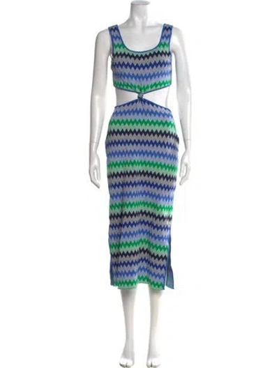Pre-owned Solid & Striped Striped Midi Length Dress In Blue
