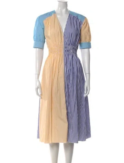 Pre-owned Solid & Striped Striped Midi Length Dress In Blue