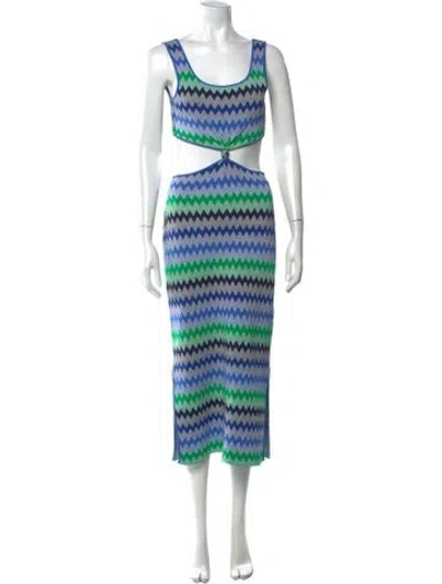 Pre-owned Solid & Striped Striped Midi Length Dress In Blue