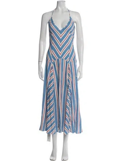 Pre-owned Solid & Striped Striped Midi Length Dress In Blue