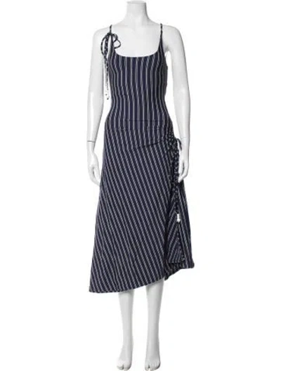 Pre-owned Solid & Striped Striped Midi Length Dress In Blue/white
