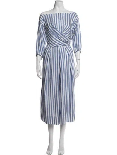 Pre-owned Solid & Striped Striped Midi Length Dress In Blue/white