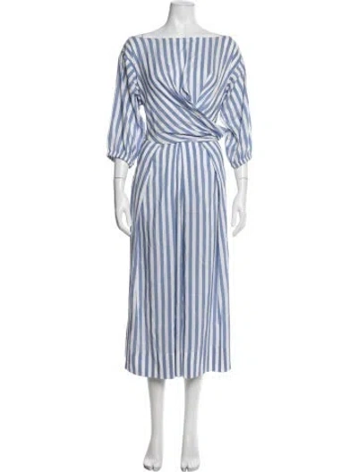 Pre-owned Solid & Striped Striped Midi Length Dress In Blue/white