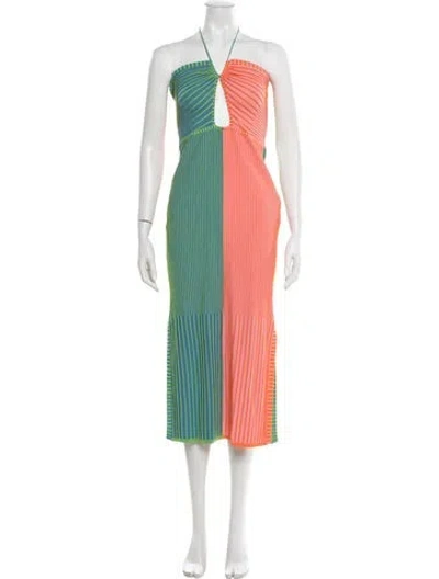 Pre-owned Solid & Striped Striped Midi Length Dress In Orange