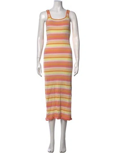 Pre-owned Solid & Striped Striped Midi Length Dress In Orange
