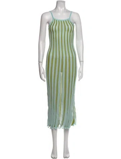 Pre-owned Solid & Striped Striped Midi Length Dress W/ Tags In Green