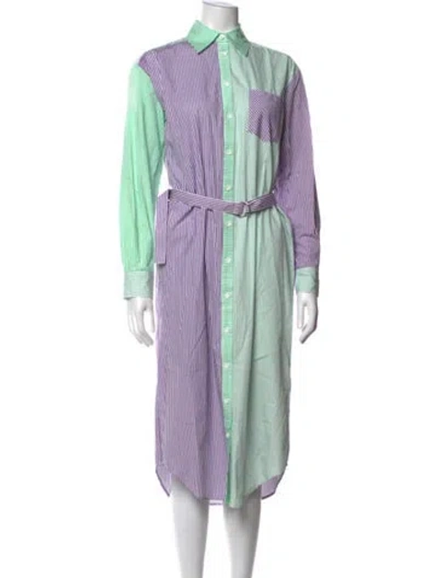 Pre-owned Solid & Striped Striped Midi Length Dress W/ Tags In Multi