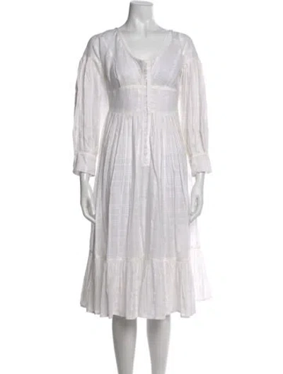 Pre-owned Solid & Striped Striped Midi Length Dress W/ Tags In White