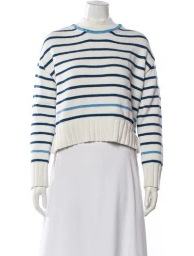 Pre-owned Solid & Striped Striped Mock Neck Sweater In White