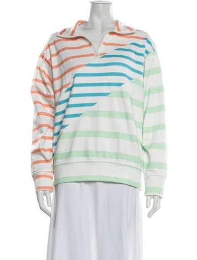 Pre-owned Solid & Striped Striped Mock Neck Sweatshirt In Neutrals