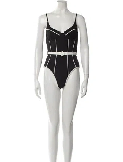 Pre-owned Solid & Striped Striped One-piece W/ Tags In Black