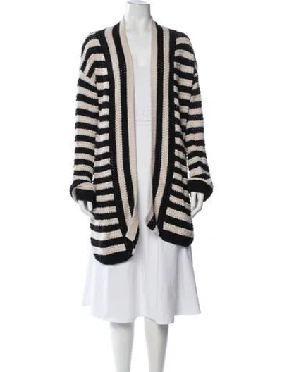 Pre-owned Solid & Striped Striped Open Front Sweater In Black